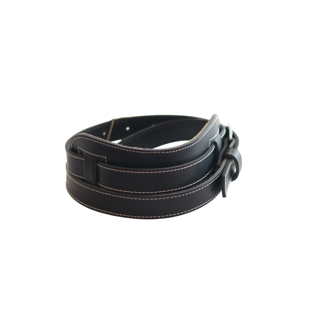 Patrick Bleses BG18M black leather guitar strap
