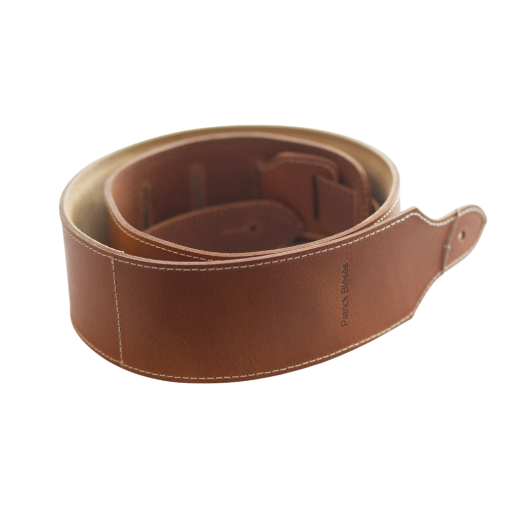 Patrick Bleses BG34R natural leather guitar strap