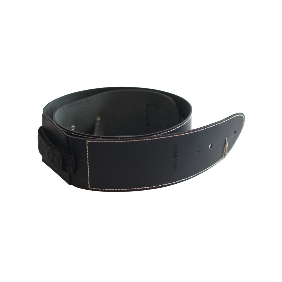 Patrick Bleses BGHF rock black leather guitar strap