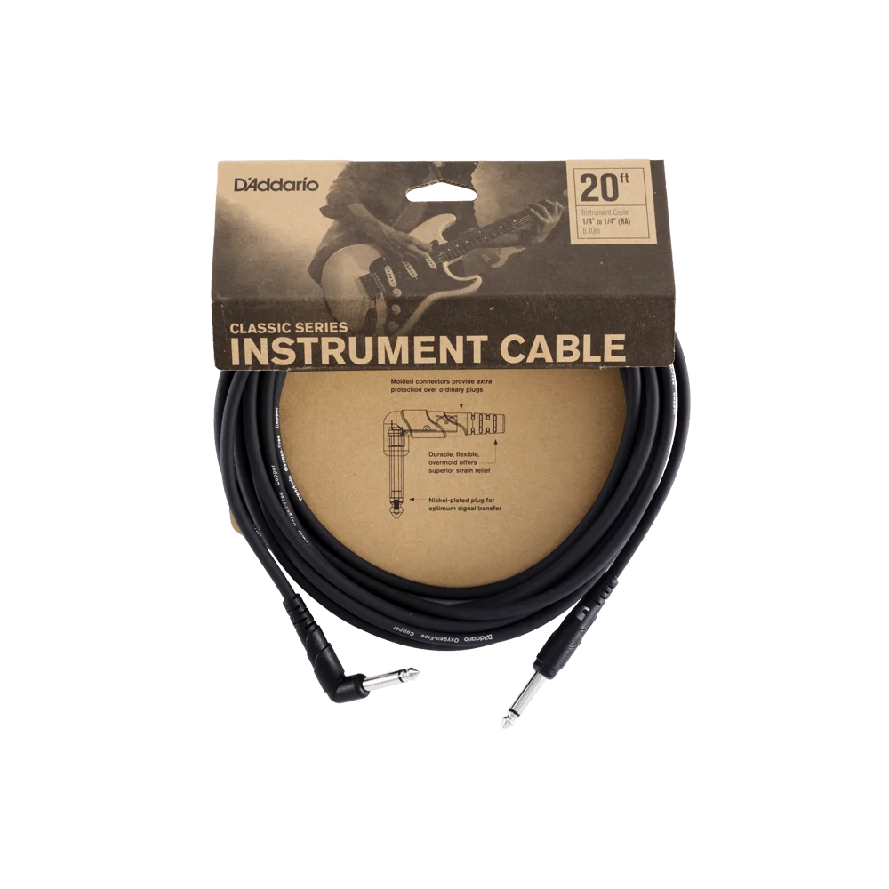 D'Addario Classic Series Instrument Cable 6m right angle