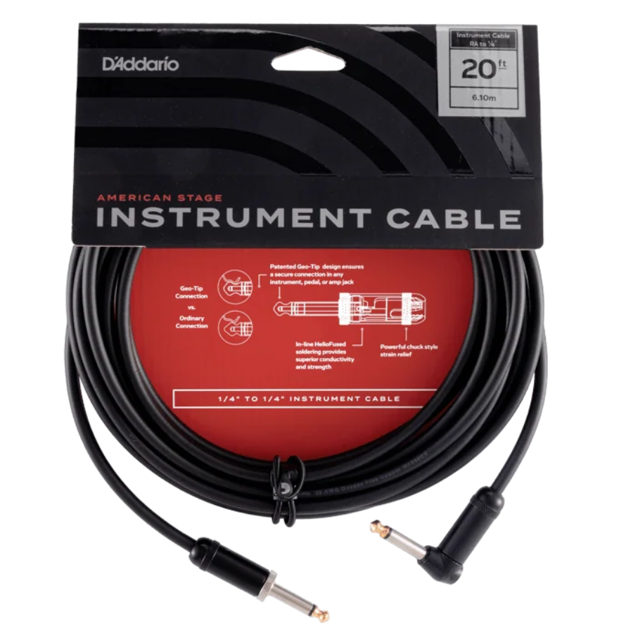 D'Addario American Stage instrument cable 6m right angle