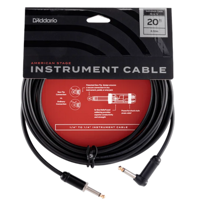 D'Addario American Stage instrument cable 6m right angle