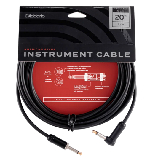 D'Addario American Stage instrument cable 6m right angle