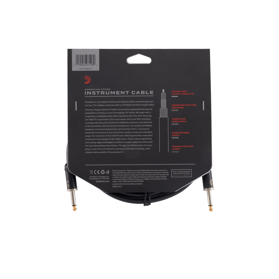 D'Addario American Stage instrument cable 6m