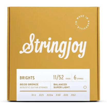 Stringjoy Bright Super Light 11-52 80/20 Bronze Acoustic Guitar Strings