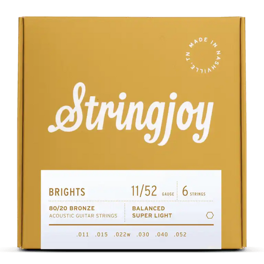 Stringjoy Bright Super Light 11-52 80/20 Bronze Acoustic Guitar Strings
