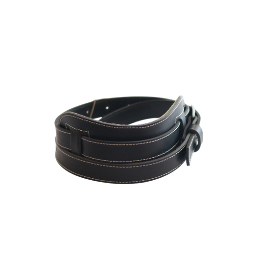 Patrick Bleses BG18M black leather guitar strap