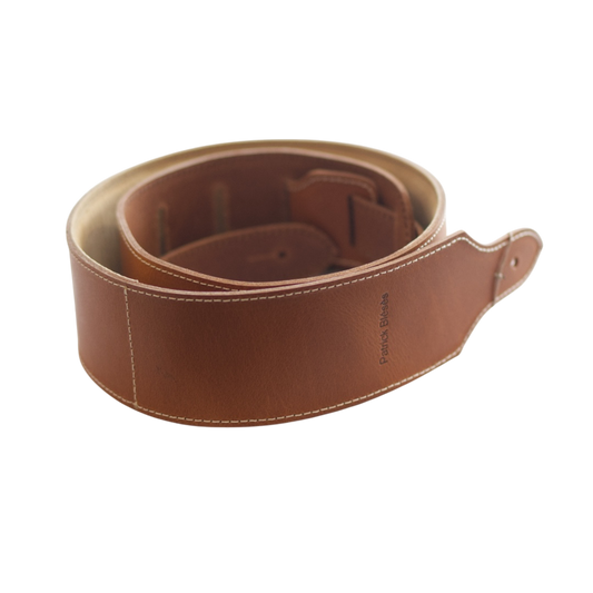 Patrick Bleses BG34R natural leather guitar strap
