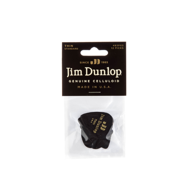 Dunlop Genuine Celluloid Classics Black Thin Groove Street 98 Guitar Shop