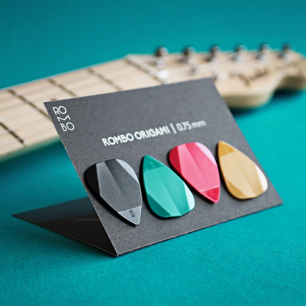 Rombo guitar pick set Origami mixed colours (4 Guitar Picks) - 0,75 mm