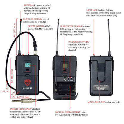 Nady U-1100 GT 100-Channel UHF Wireless Guitar System