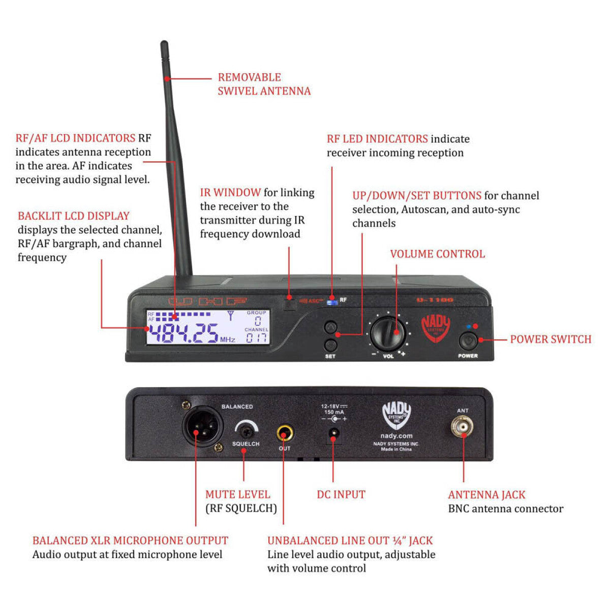 Nady U-1100 GT 100-Channel UHF Wireless Guitar System