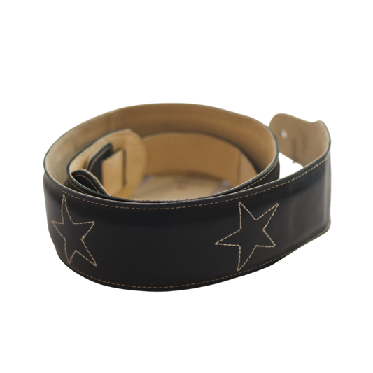 Patrick Bleses BG410 black calf leather guitar strap
