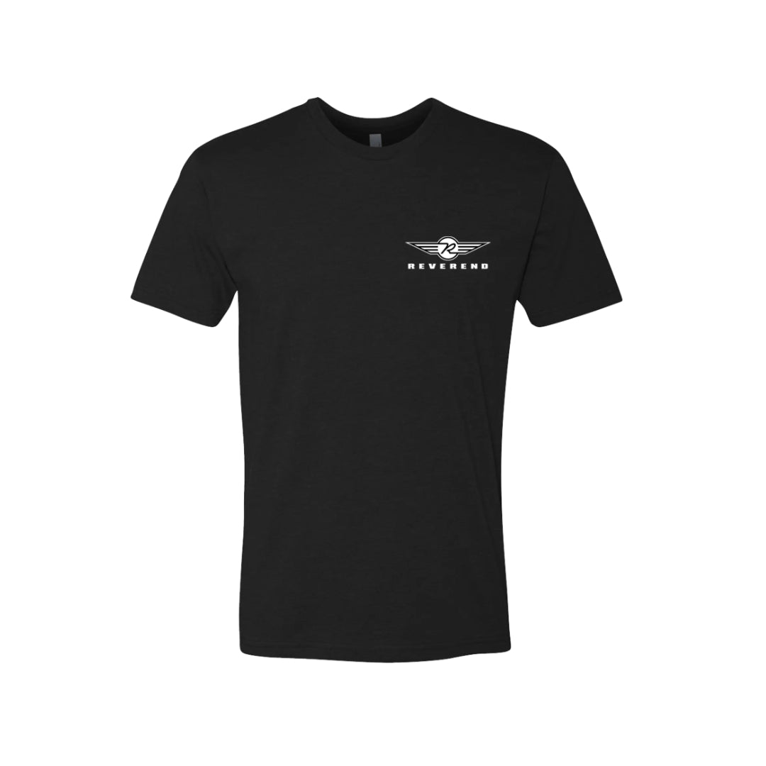 Reverend guitars black subtle logo  t-shirt L