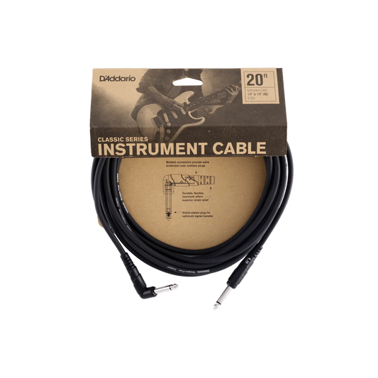 D'Addario Classic Series Instrument Cable 6m right angle