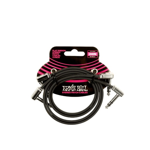 Ernie Ball Flat ribbon stereo patch cable black 60cm 2-pack